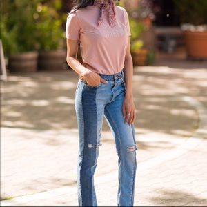 FREE PEOPLE PATCHWORK BOYFRIEND DESTROYED JEANS